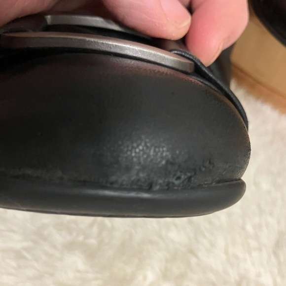 Trotters Black Leather Comfort Buckle Square Toe Flats Shoes, 11 Wide - Picture 7 of 11